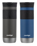 Contigo® SNAPSEAL™ Insulated Stainless Steel Travel Mug with Grip, 20oz., Blue Corn Transparent Satin & Midnight Berry ⟂